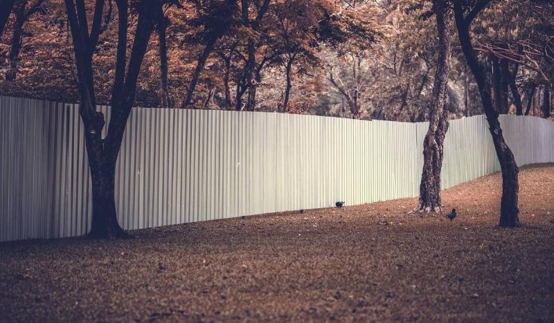 Big fence in an urban park