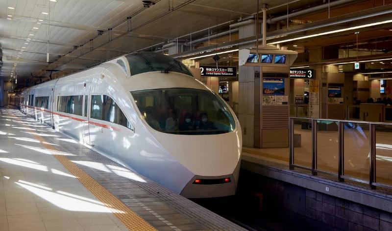 An electric bullet train stop in Japan.