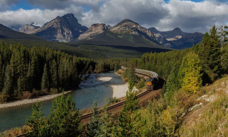 A Train at Morant's Curve in Canada