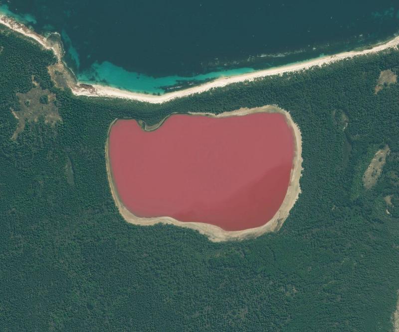 Aerial view of Lake Hillier, Australia