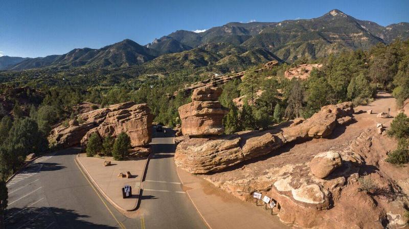 aerial views of Garden of the Gods in Colorado Springs