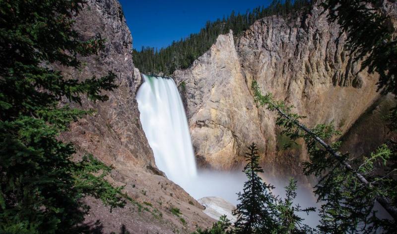 A shot of the falls visible from the Uncle Tom's Trail in Wyoming.