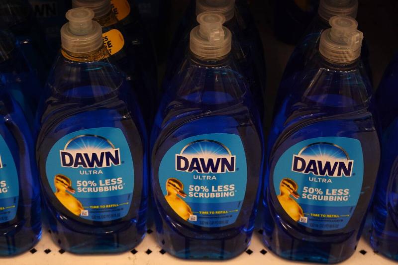 Containers of Dawn dish soap are displayed at a Target store on June 05, 2025 in Novato, California.