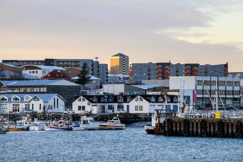 A panoramic view of a port area near downtown Reykjavik, Iceland, on November 23, 2024.