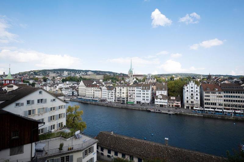 01 October 2025, Switzerland, Zürich: View of the River Limmat and Zurich city center.