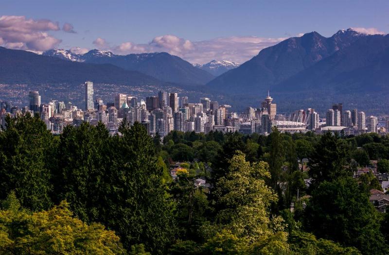 The downtown skyline is viewed from Queen Elizabeth Park on June 3, 2013 in Vancouver, British Columbia, Canada.