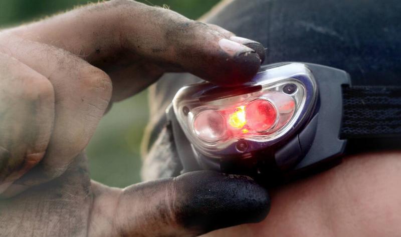 A closeup of a headlamp.