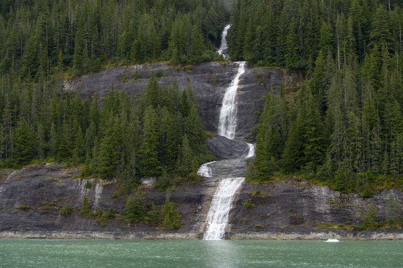 Waterfall in Endicott Arm near Juneau, Tongass National Forest, Southeast Alaska, USA.