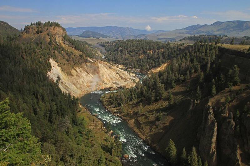 The Yellowstone River as seen from the Calcite Springs Overlook, Yellowstone National Park, Wyoming, July, 2013.