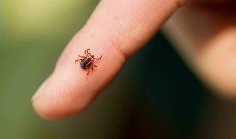 A tick on someone's finger, having not bit into them yet.