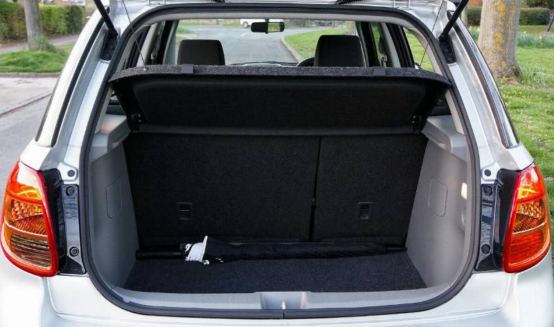 The empty trunk of a car.