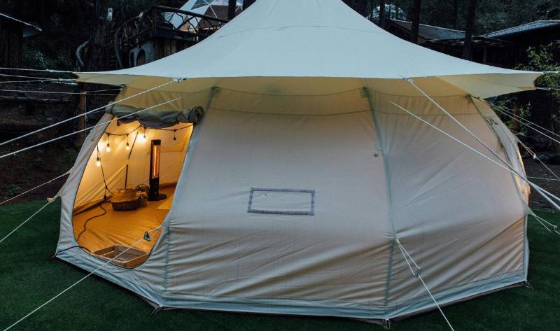 A fancy tent with electricity.