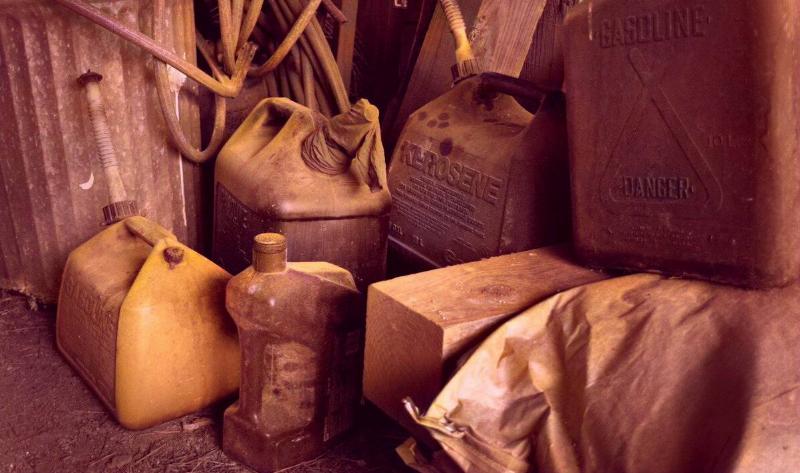 Old, dusty gas tanks.
