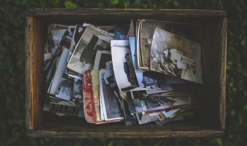 A box of old photos.