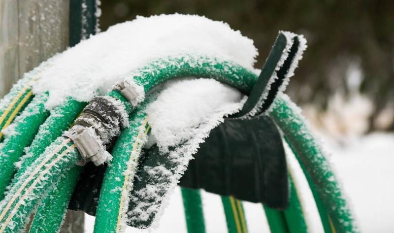 A hose covered in snow.