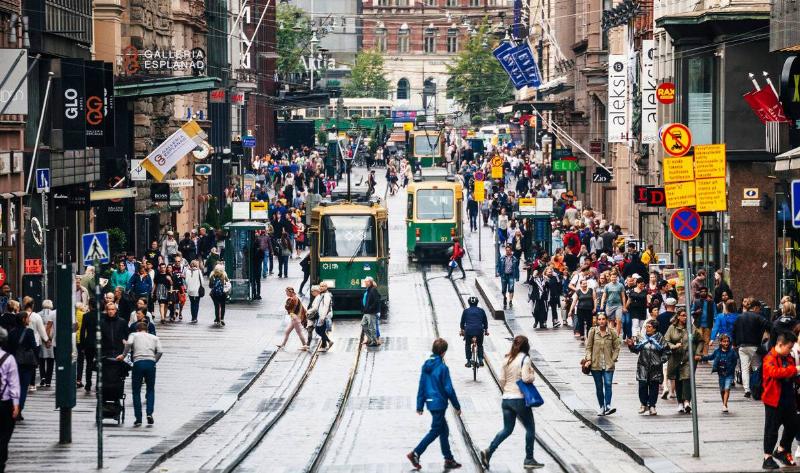 A busy street with street cars.