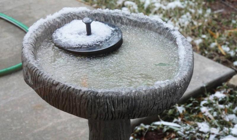 A frozen birdbath.