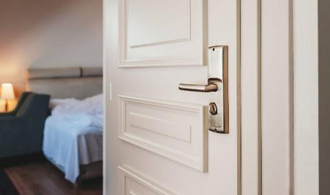 A door to a bedroom.