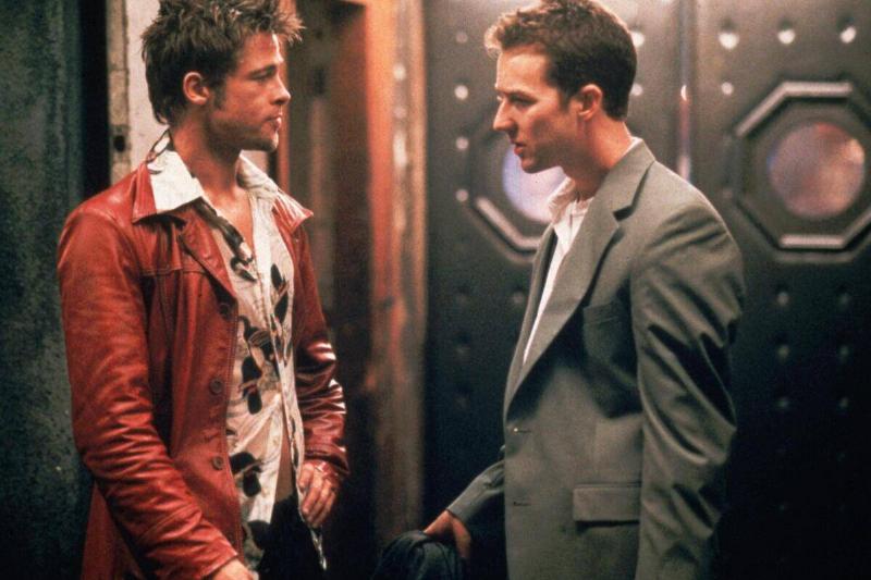 Brad Pitt and Edward Norton as Tyler Durden and the Narrator in 'Fight Club'