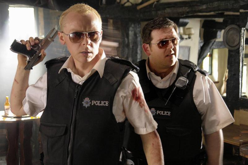 Simon Pegg and Nick Frost as Nicholas Angel and PC Danny Butterman in 'Hot Fuzz'
