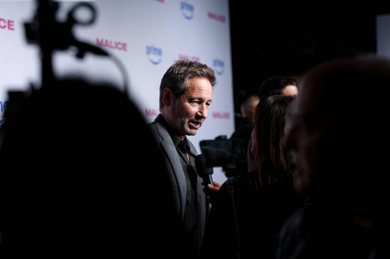 David Duchovny speaking to the press