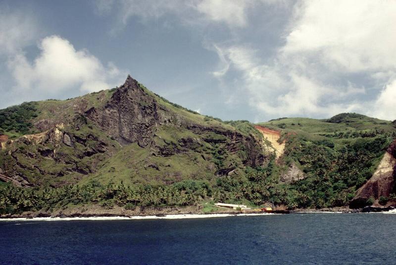 Pitcairn Island, coastline View From Sea, Bounty Bay.