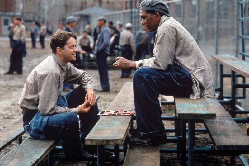Tim Robbins and Morgan Freeman as Andy Dufresne and Ellis Boyd 