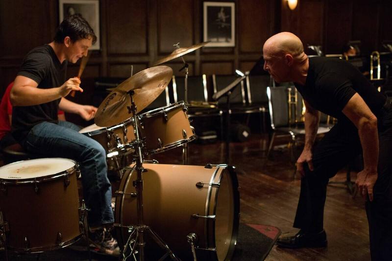 Miles Teller and J.K. Simmons as Andrew and Fletcher in 'Whiplash'