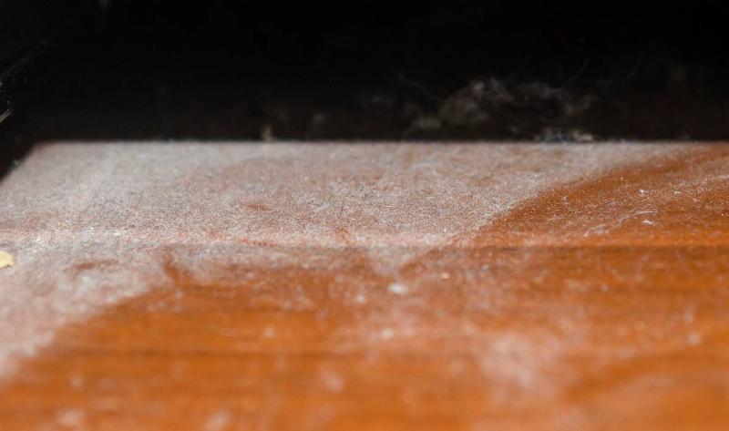 A dusty table surface.