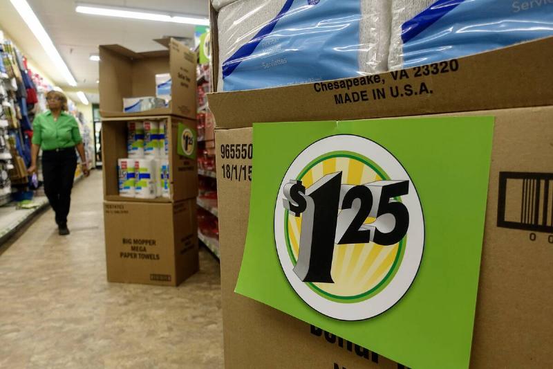 A price tag is seen at a Dollar Tree store.
