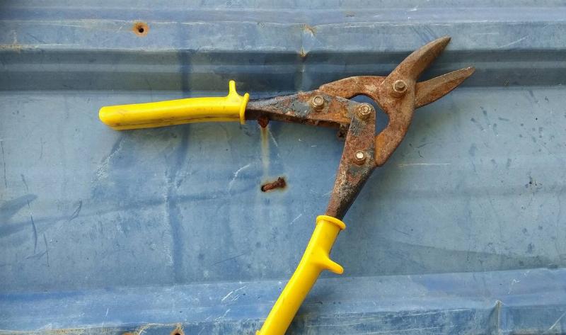 A rusty set of pliers. 