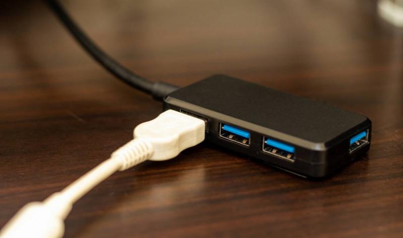A USB cable plugged into a USB power adapter.