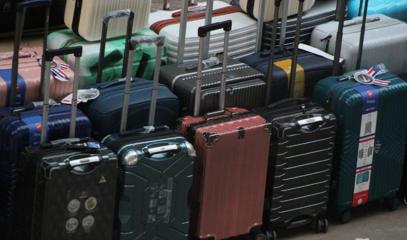 Rows of checked luggage.
