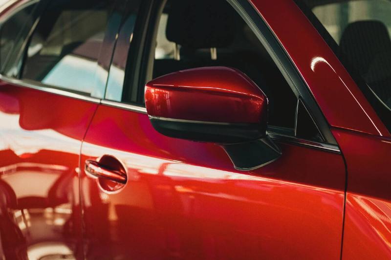 Exterior of red car. 