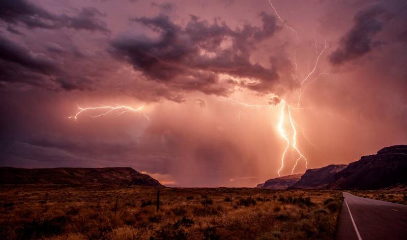 Lightning in the mountains.