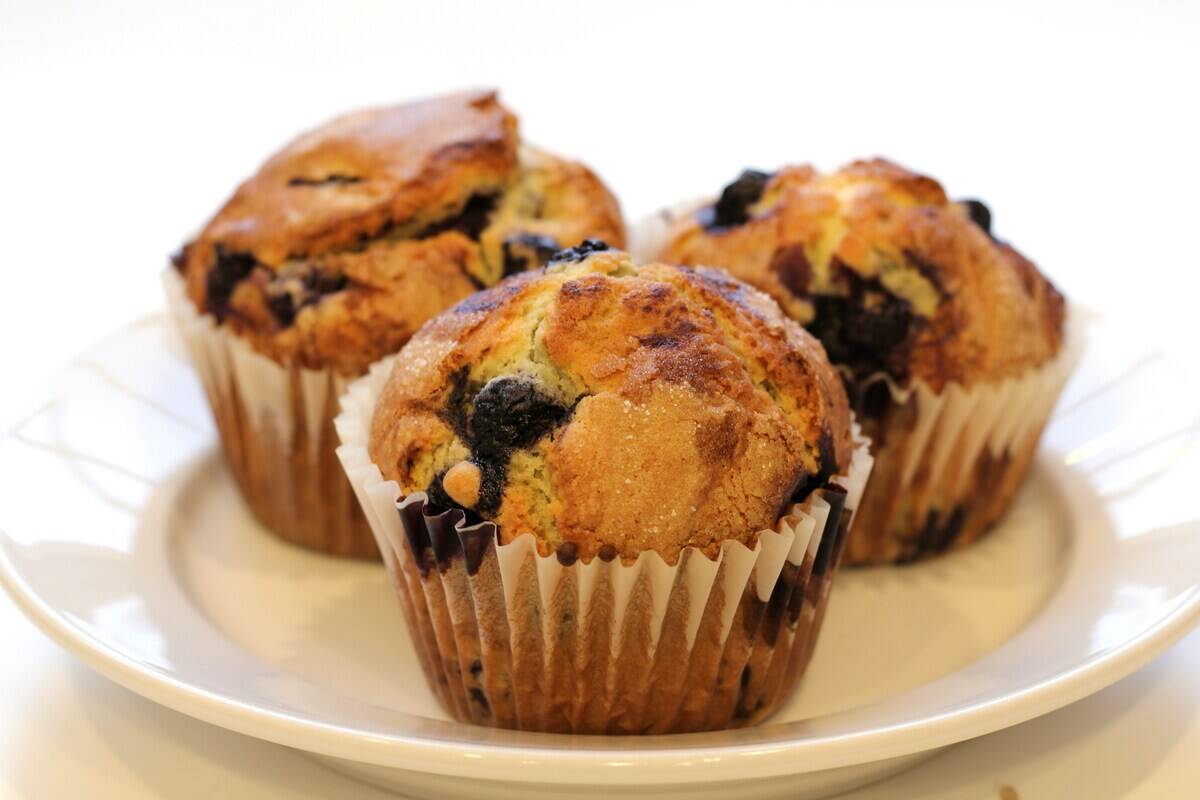 Three muffins on a plate