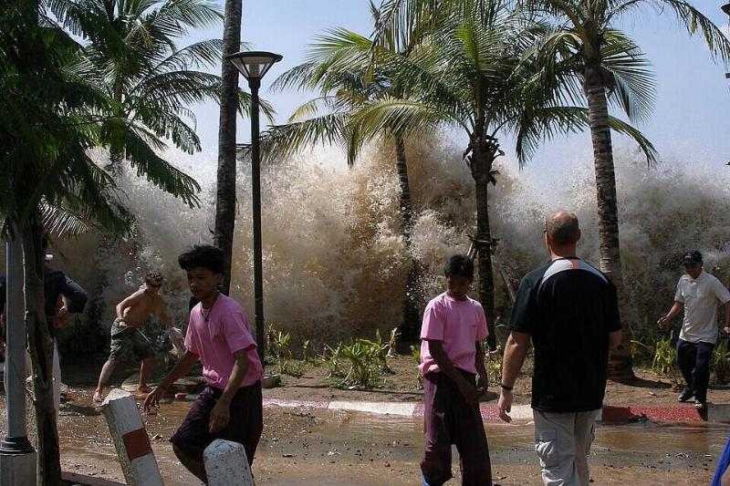 A photograph of the 2004 tsunami in Ao Nang, Krabi Province, Thailand.