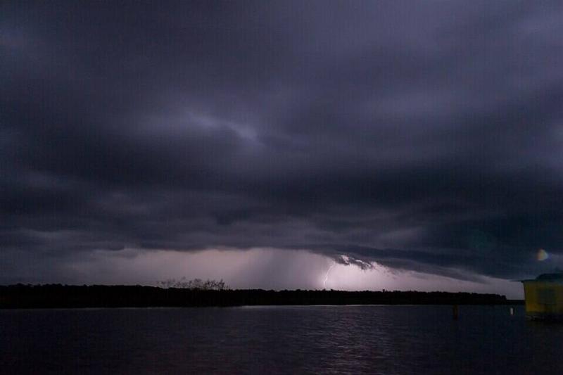 Lake Maracaibo in Venezuela with lightening. 
