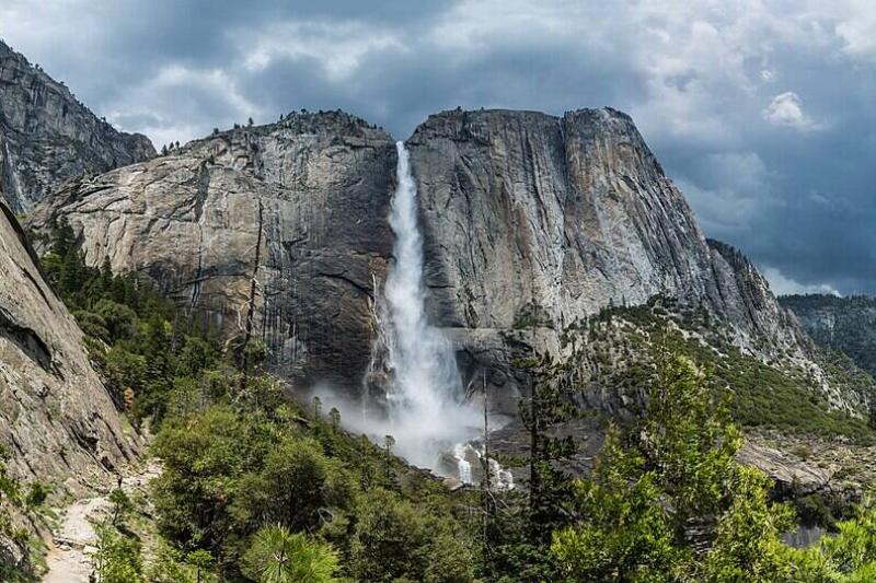 Upper Yosemite Falls as viewed from the trail leading to the top.