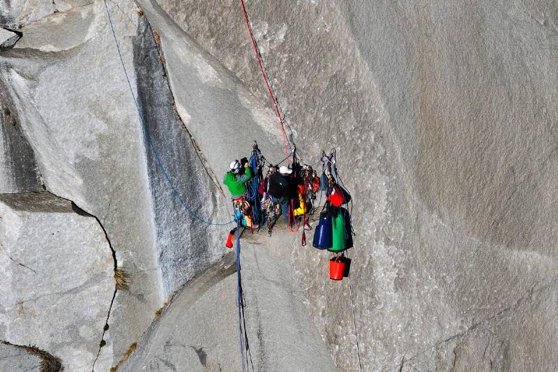 Climbers are seen on El Capitan in Yosemite National Park.