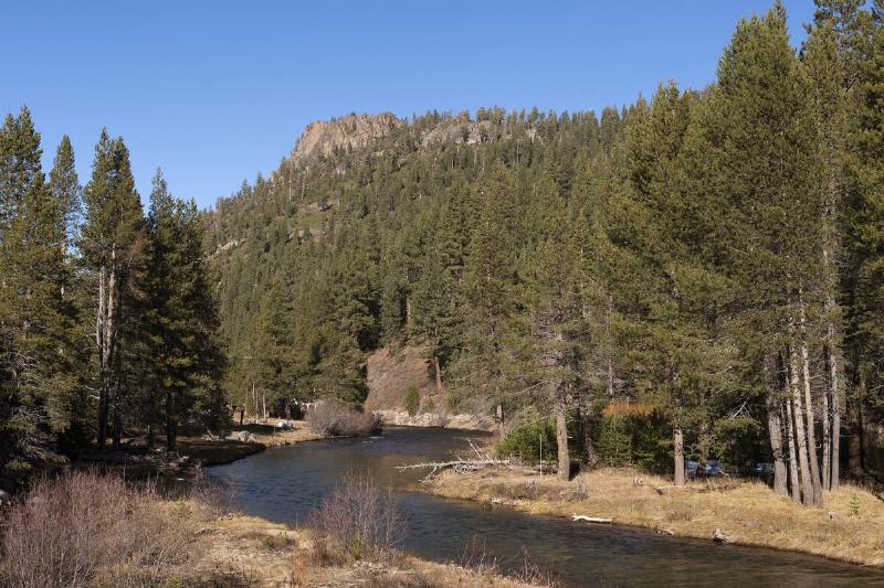 View of the Truckee River in Tahoe National Forest in Northern California