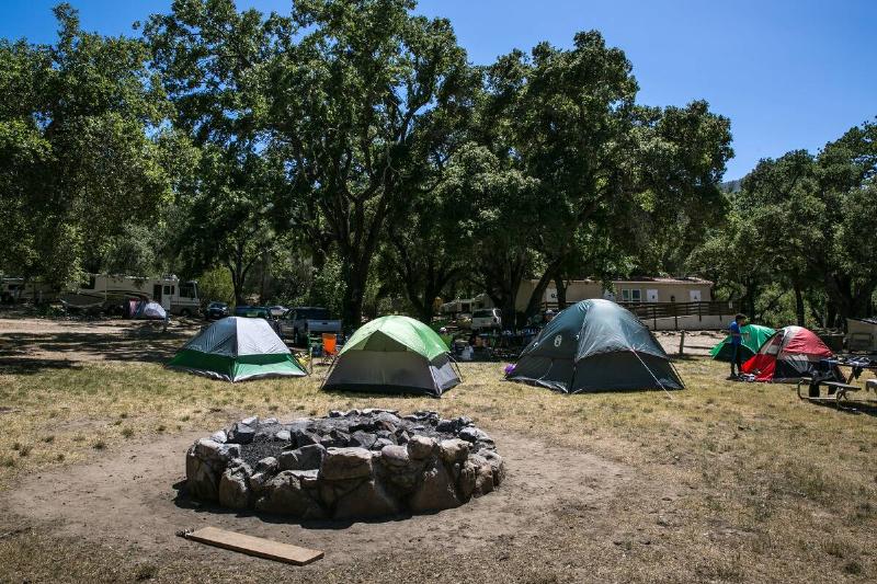 A grouping of tents at Rancho Oso Resort in Santa Barbara County's backcountry.