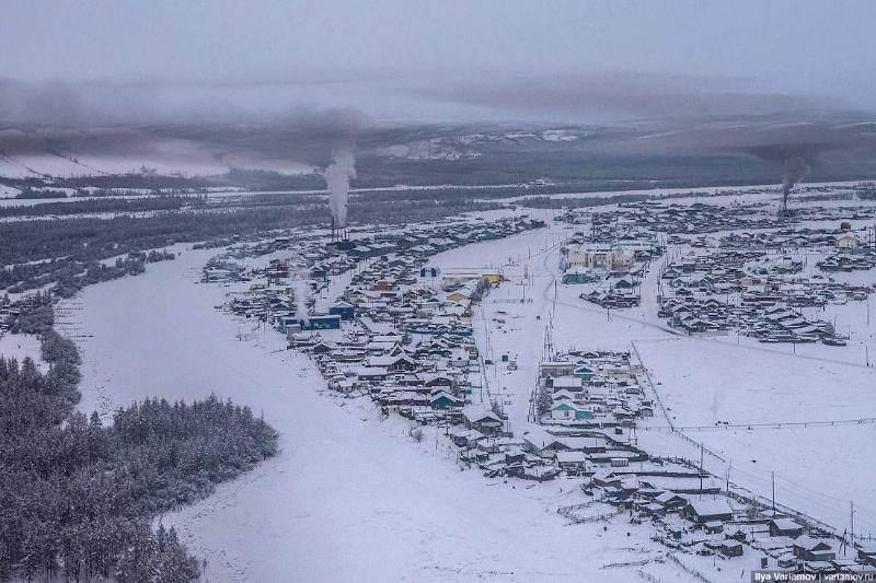 Aerial view of Verkhoyansk, Russia.