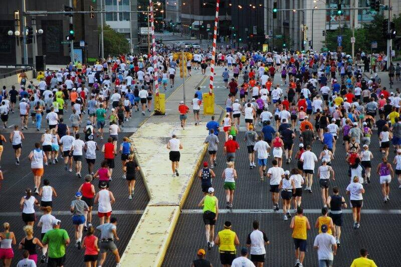 Runners in a marathon. 
