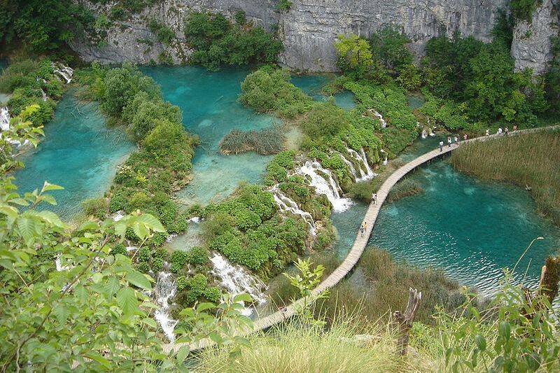 Turquoise-colored lakes.