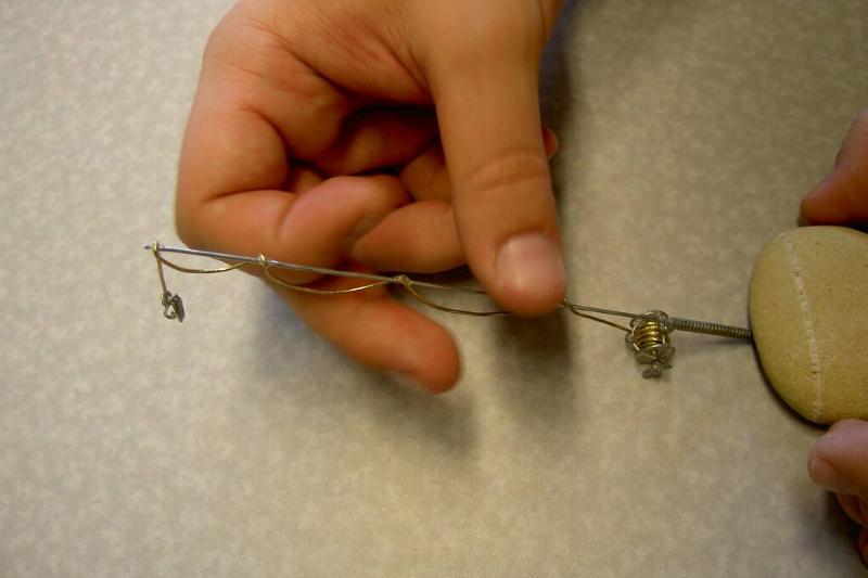 A fishing rod made from a paper clip. 