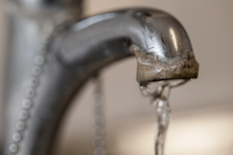 Mineral buildup on a faucet. 