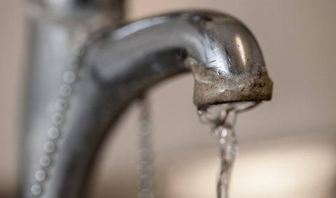 Mineral buildup on a faucet. 