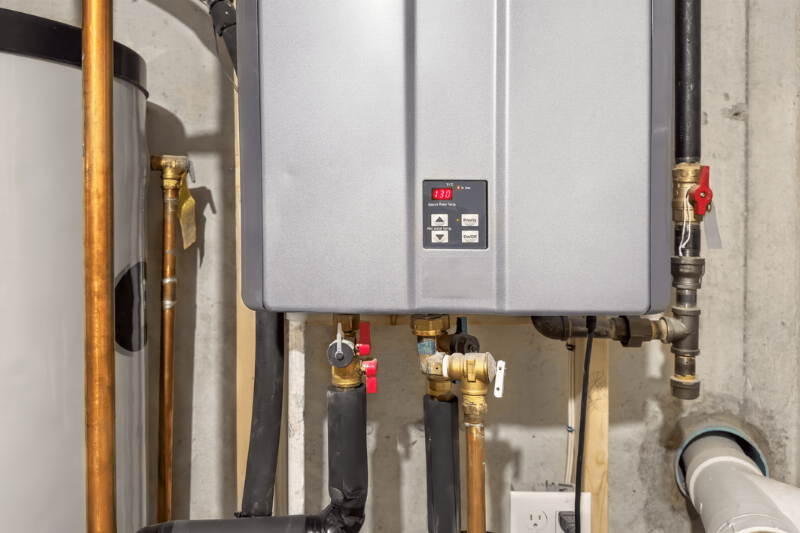 A water heater. 