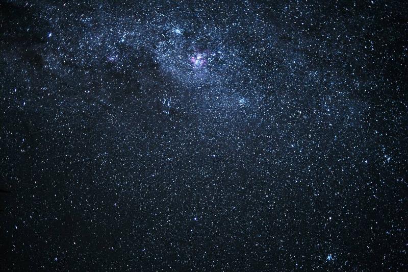 A starry night sky. 